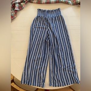 Striped blue and white stretchy pants